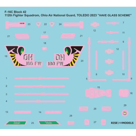 Rise144 Models Rmd004 1/144 F-16c Decals Stingers Ohio Ang Vol2 Have Glass Scheme