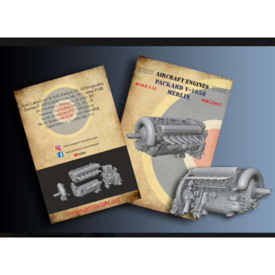 Print Scale Psr32011 1/32 Packard V-1650 Merlin - Aircraft Engine