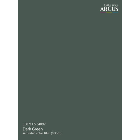 Arcus A587 Acrylic Paint Fs 34092 Dark Green Saturated Color 10ml