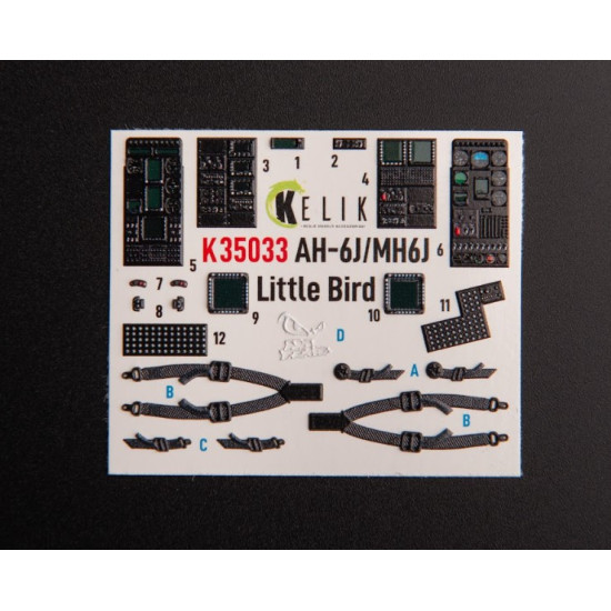 Kelik K35033 1/35 Ah 6j/Mh6j Little Bird Interior 3d Decals For Kitty Hawk Kit