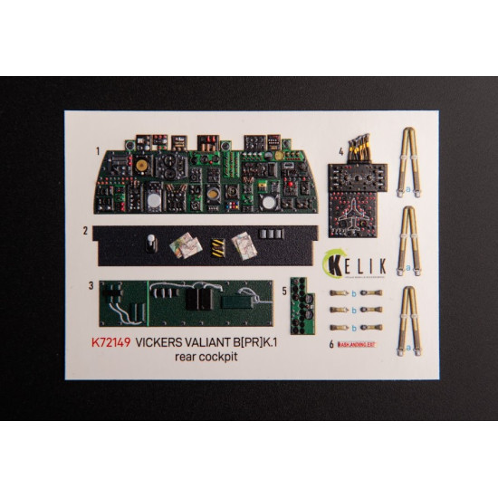 Kelik K72149 1/72 Vickers Valiant B Pr K1 Rear Cockpit Interior 3d Decals For Airfix Kit
