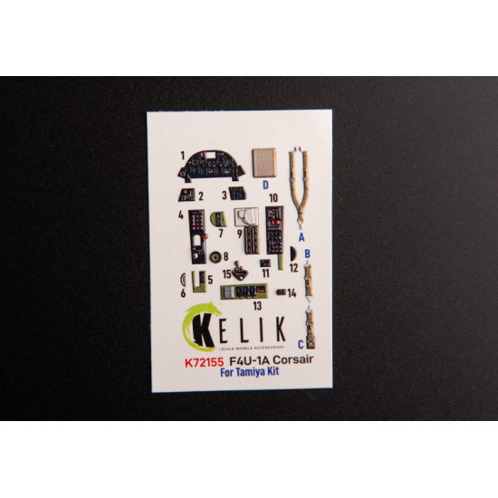 Kelik K72155 1/72 F4u 1a Corsair Interior 3d Decals For Tamiya Kit