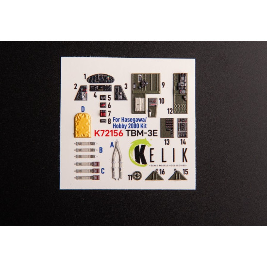 Kelik K72156 1/72 Tbm 3e Interior 3d Decals For Hobby 2000/Hasegawa Kit