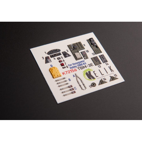 Kelik K72156 1/72 Tbm 3e Interior 3d Decals For Hobby 2000/Hasegawa Kit