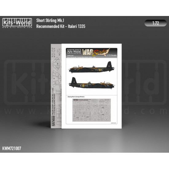 Kits World Kwm72-1007 1/72 Shorts Stirling Mk 1 Canopy/Wheels Masks For Italeri 1335