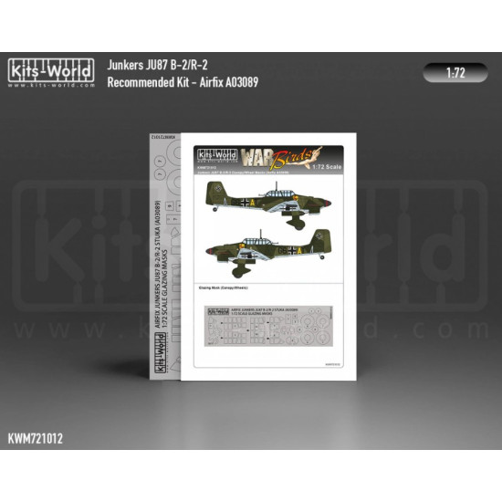 Kits World Kwm72-1012 1/72 Junkers Ju-87b-2/R-2 Stuka Canopy/Wheels Masks For Airfix A03089