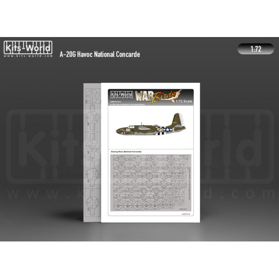 Kits World Kwm72-1016 1/72 Douglas A-20 Havoc National Cocarde Mask Set Suitable For All Manufacturers