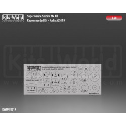 Kits World Kwm48-1019 1/48 Spitfire Mkxii Canopy/Wheel Masks