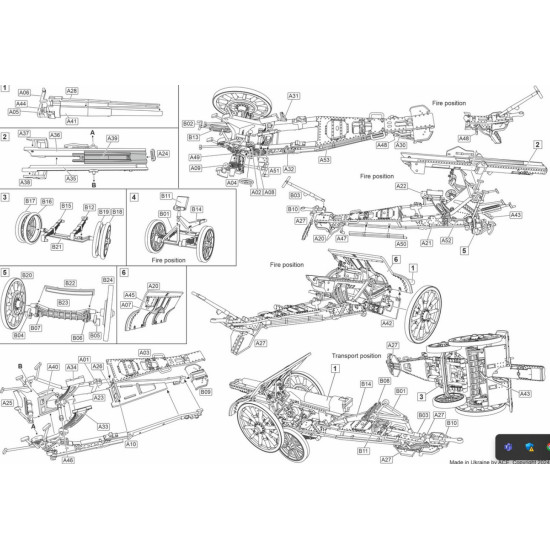 Ace 72595 1/72 Cannone Da105/28 With Carrello Elastico Trailer Plastic Model Kit