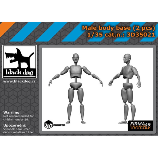 Black Dog 3d35021 1/35 Male Body Base 2pcs 3d Printed