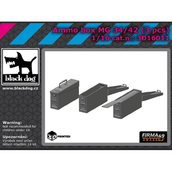 Black Dog 3d16011 1/16 Ammo Box M6 34/42 3pcs 3d Printed