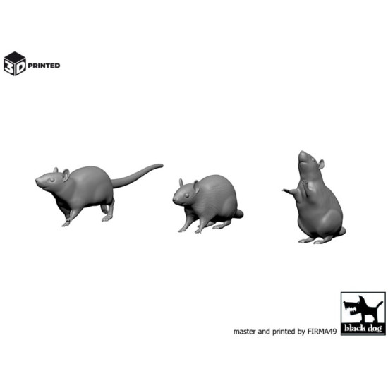 Black Dog 3d16014 1/16 Rats 3pcs 3d Printed