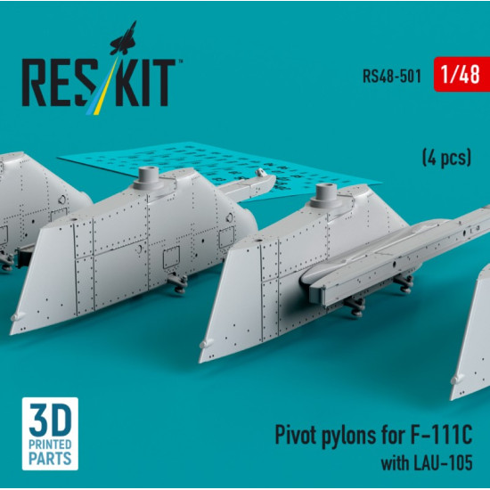 Reskit Rs48-0501 1/48 Pivot Pylons For F-111c With Lau-105 4 Pcs 3d Printed