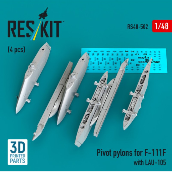 Reskit Rs48-0502 1/48 Pivot Pylons For F-111f With Lau-105 4 Pcs 3d Printed