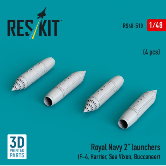 Reskit Rs48-0510 1/48 Royal Navy 2 Launchers 4 Pcs F-4 Harrier Sea Vixen Buccaneer 3d Printed