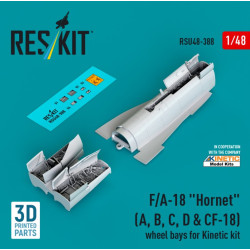 Reskit Rsu48-0388 1/48 F/A-18 Hornet A B C D Cf-18 Wheel Bays For Kinetic Kit 3d Printed