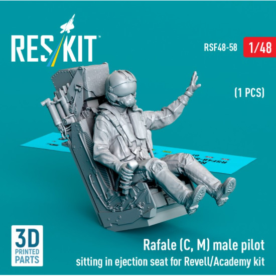 Reskit Rsf48-0058 1/48 Rafale C M Male Pilot Sitting In Ejection Seat For Revell/Academy Kit 1 Pcs 3d Printed Reskit Rsf48-0058 1/48 Rafale C M Male Pilot Sitting In Ejection Seat For Revell/Academy Kit 1 Pcs 3d Printed