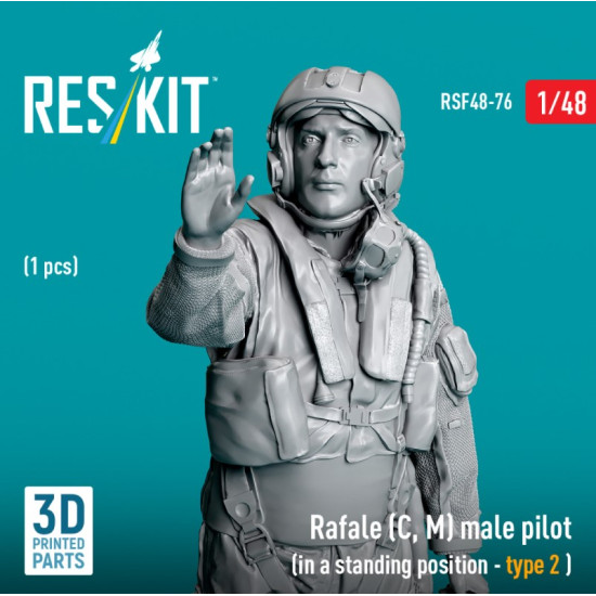 Reskit Rsf48-0076 1/48 Rafale C M Male Pilot In A Standing Position Type 2 1 Pcs 3d Printed Reskit Rsf48-0076 1/48 Rafale C M Male Pilot In A Standing Position Type 2 1 Pcs 3d Printed