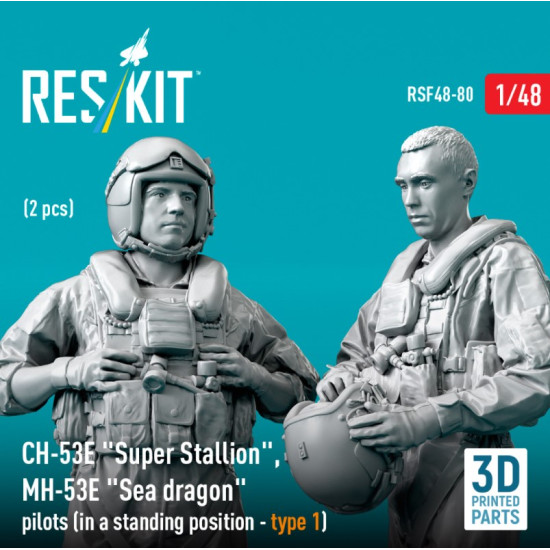 Reskit Rsf48-0080 1/48 Ch-53e Super Stallion Mh-53e Sea Dragon Pilots In A Standing Position Type1 2pcs 3d Printed