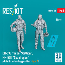 Reskit Rsf48-0081 1/48 Ch-53e Super Stallion Mh-53e Sea Dragon Pilots In A Standing Position Type2 2pcs 3d Printed