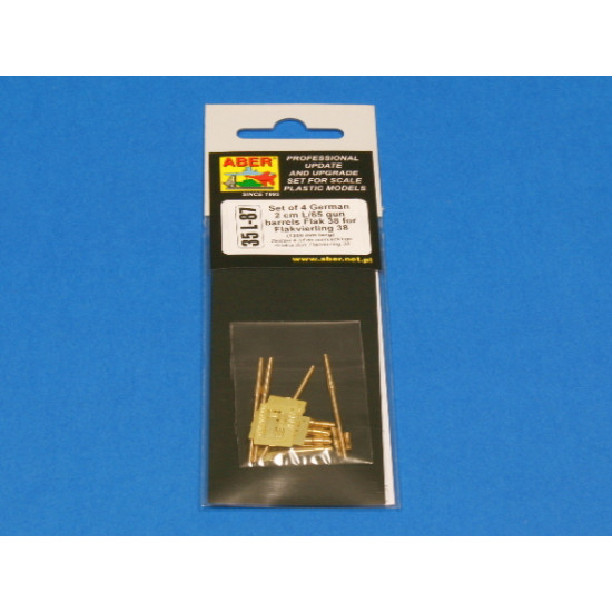 Set of 4 German 2cm L/65 gun barrel for Flakvierling 38 1/35 Aber 35-L87 Set of 4 German 2cm L/65 gun barrel for Flakvierling 38 1/35 Aber 35-L87