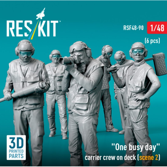 Reskit Rsf48-0090 1/48 One Busy Day Carrier Crew On Deck Scene2 6pcs 3d Printed