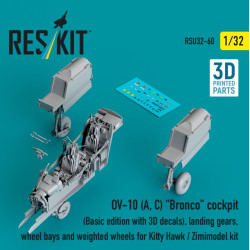 Reskit Rsu32-0060 1/32 Ov-10 A C Bronco Cockpit Basic Edition With 3d Decals Landing Gears Wheel Bays And Weighted Wheels For Kitty Hawk / Zimimodel Kit 3d Printed