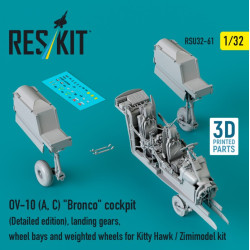 Reskit Rsu32-0061 1/32 Ov-10 A C Bronco Cockpit Detailed Edition Landing Gears Wheel Bays And Weighted Wheels For Kitty Hawk / Zimimodel Kit 3d Printed