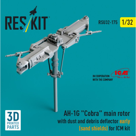 Reskit Rsu32-0175 1/32 Ah-1g Cobra Main Rotor With Dust And Debris Deflector Sand Shields Early Version For Icm Kit 3d Printed