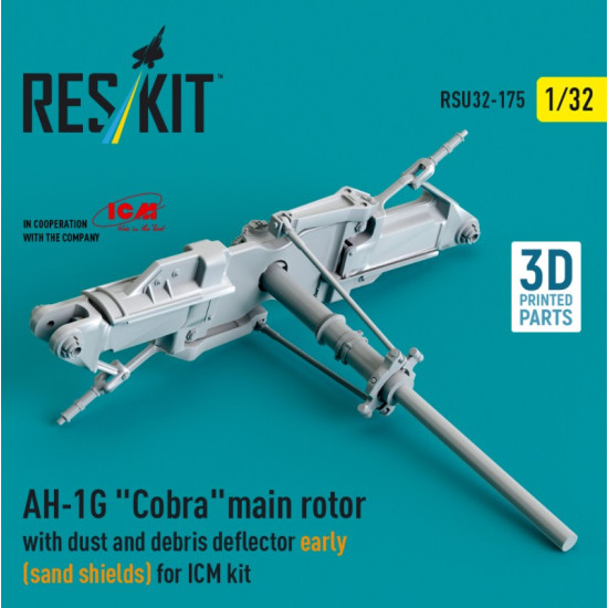 Reskit Rsu32-0175 1/32 Ah-1g Cobra Main Rotor With Dust And Debris Deflector Sand Shields Early Version For Icm Kit 3d Printed