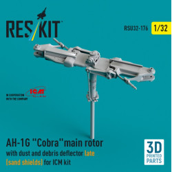 Reskit Rsu32-0176 1/32 Ah-1g Cobra Main Rotor With Dust And Debris Deflector Sand Shields Late Version For Icm Kit 3d Printed