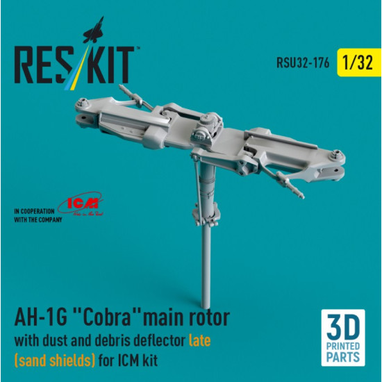 Reskit Rsu32-0176 1/32 Ah-1g Cobra Main Rotor With Dust And Debris Deflector Sand Shields Late Version For Icm Kit 3d Printed