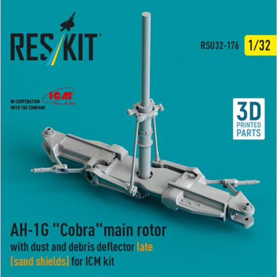 Reskit Rsu32-0176 1/32 Ah-1g Cobra Main Rotor With Dust And Debris Deflector Sand Shields Late Version For Icm Kit 3d Printed