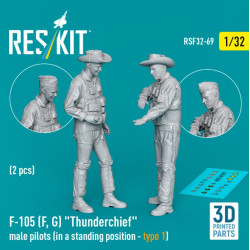 Reskit Rsf32-0069 1/32 F-105 F G Thunderchief Male Pilots In A Standing Position Type1 2pcs 3dprinted