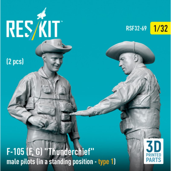 Reskit Rsf32-0069 1/32 F-105 F G Thunderchief Male Pilots In A Standing Position Type1 2pcs 3dprinted