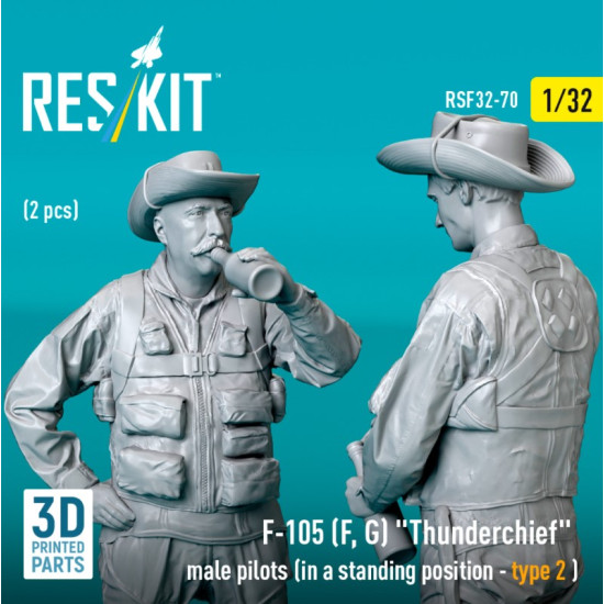 Reskit Rsf32-0070 1/32 F-105 F G Thunderchief Male Pilots In A Standing Position Type 2 2 Pcs 3d Printed