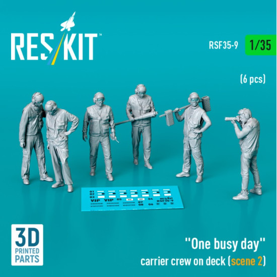 Reskit Rsf35-0009 1/35 One Busy Day Carrier Crew On Deck Scene2 6pcs 3d Printed