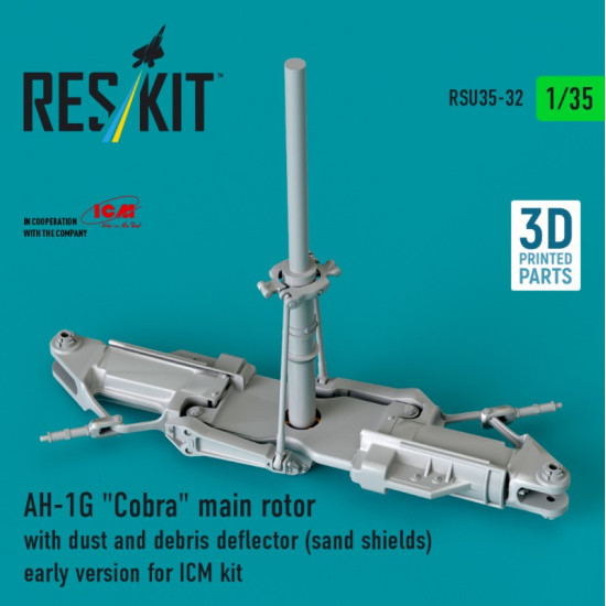 Reskit Rsu35-0032 1/35 Ah-1g Cobra Main Rotor With Dust And Debris Deflector Sand Shields Early Version For Icm Kit 3d Printed