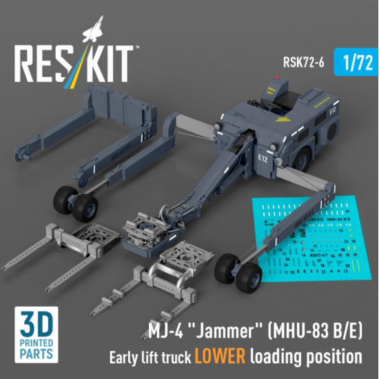 Reskit Rsk72-0006 1/72 Mj-4 Jammer Mhu-83 B/E Early Lift Truck Lower Loading Position 3d Printed Model Kit