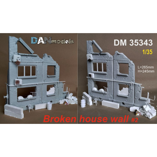 Dan Models 35343 1/35 Diorama Is Made From The Wall Of The Booth Material - Gypsum/ 3d Resin/ Weight 600 Gr