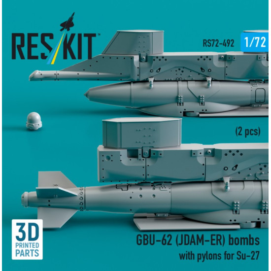 Reskit Rs72-0492 1/72 Gbu-62 Jdam-er Bombs With Pylons For Su-27 Flanker 2 Pcs 3d Printed