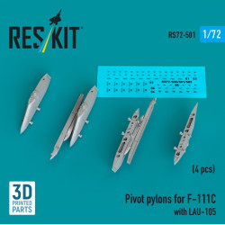 Reskit Rs72-0501 1/72 Pivot Pylons For F-111 A D E With Lau-105 4 Pcs