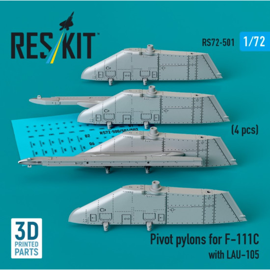 Reskit Rs72-0501 1/72 Pivot Pylons For F-111 A D E With Lau-105 4 Pcs