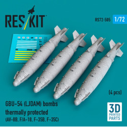 Reskit Rs72-0505 1/72 Gbu-54 Ljdam Bombs Thermally Protected 4 Pcs Av-8b F/A-18a-f F-35b F-35c 3d Printed