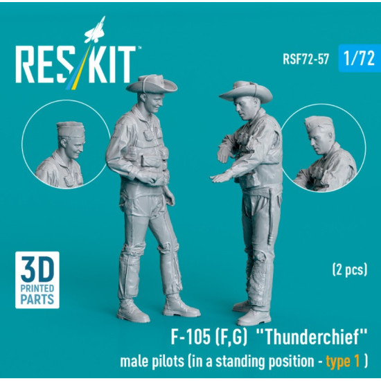 Reskit Rsf72-0057 1/72 F-105 F G Thunderchief Male Pilots In A Standing Position Type1 2 Pcs 3d Printed