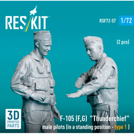 Reskit Rsf72-0057 1/72 F-105 F G Thunderchief Male Pilots In A Standing Position Type1 2 Pcs 3d Printed