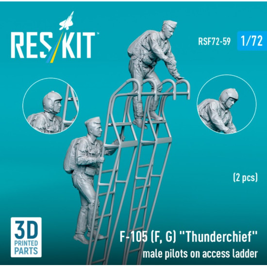 Reskit Rsf72-0059 1/72 F-105 F G Thunderchief Male Pilots On Access Ladder 2 Pcs 3d Printed