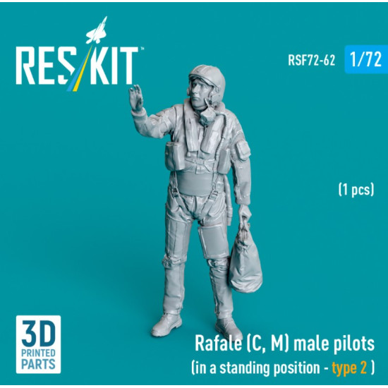 Reskit Rsf72-0062 1/72 Rafale C M Male Pilot In A Standing Position Type 2 1 Pcs 3d Printed