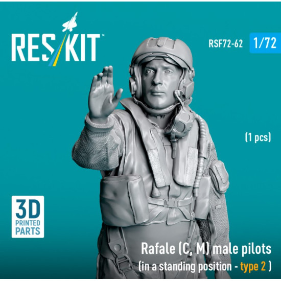 Reskit Rsf72-0062 1/72 Rafale C M Male Pilot In A Standing Position Type 2 1 Pcs 3d Printed