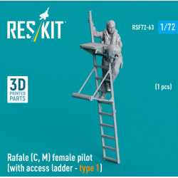 Reskit Rsf72-0063 1/72 Rafale C M Female Pilot With Access Ladder Type 1 1pcs 3d Printed